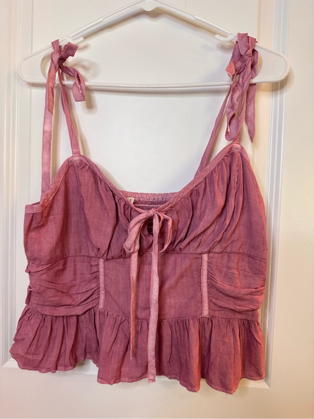 American Eagle Outfitters Mauve Tie-Shoulder Ruffled Cami